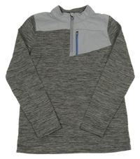 Tmavošedá melírovaná sportovní mikina s šusťákem