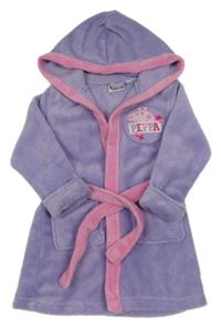 Lila chlupatý župan s Peppou a kapucí