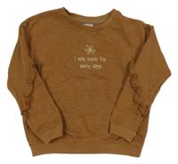 Hnědá mikina s nápisem a volánky C&A