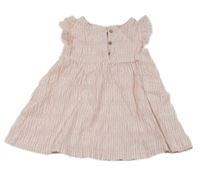 Růžovo-bílé pruhované šaty s knoflíky Topomini