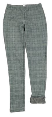 Šedo-černé kostkované zateplené legíny Yigga