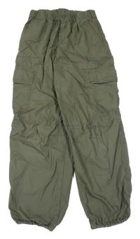 Khaki šusťákové cargo cuff kalhoty Uniqlo