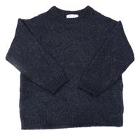 Tmavomodrý melírovaný vlněný svetr H&M
