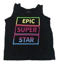 Černé tílko s barevným nápisem Primark
