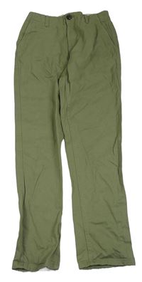 Khaki plátěné chino kalhoty Next