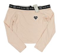 Světlerůžové crop triko s logem River Island
