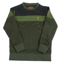 Khaki-černá sportovní mikina s výšivkou 