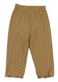 Hnědé žebrované lehké puntíkaté kalhoty 