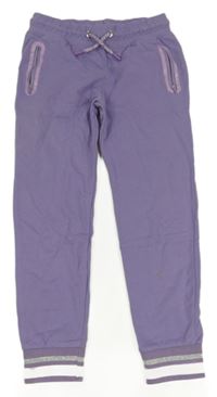 Fialové tepláky s bílým lemem Alive