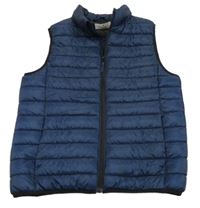 Tmavomodrá šusťáková prošívaná zateplená vesta H&M