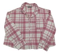 Růžovo-bílý kostkovaný pyžamový kabátek Pep&Co