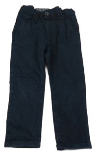 Tmavomodré chino plátěné kalhoty Matalan