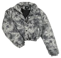 Šedá vzorovaná zimní crop bunda New Look