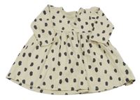 Smetanovo-šedé puntíkaté bavlněné šaty M&S