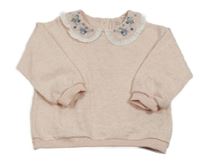 Růžová melírovaná mikina s vyšívaným límečkem F&F