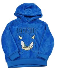 Modrá plyšová mikina se Sonicem a kapucí 