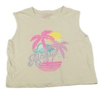 Smetanový top s palmami Primark