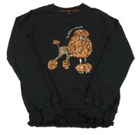 Černá mikina s pudlem z flitrů we