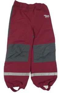 Vínové šusťákové podšité kalhoty s koníkem Topolino