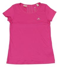 Neonově růžové sportovní funkční tričko s logem Adidas
