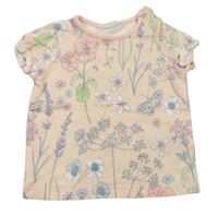 Světlerůžové květované tričko s motýly Next