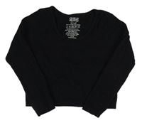 Černé žebrované crop triko Matalan