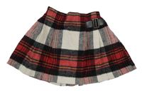 Červeno-bílo-černá kostkovaná skládaná sukně Next