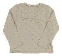 Smetanovo-zlatý puntíkatý svetr s mašlí H&M