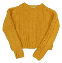 Hořčicový vzorovaný žinylkový crop svetr Primark