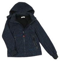 Černo-tmavomodrá vzorovaná softshellová bunda s kapucí H&M