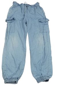 Světlemodré lehké cargo riflové cuff kalhoty Topolino