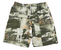 Khaki-smetanové plážové kraťasy s obrázky C&A