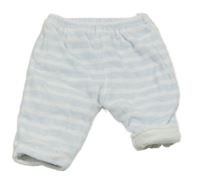 Světlemodro-bílé pruhované sametové zateplené tepláky C&A