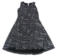 Černo-stříbrné vzorované třpytivé šaty Yd.