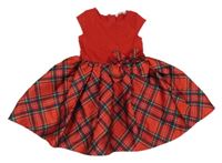 Červeno-zelené šaty s kostkovanou sukní a 3D mašlí H&M