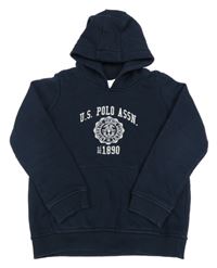 Tmavomodrá mikina s logem a kapucí U.S. Polo Assn.