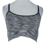 Dámský šedo-černý melírovaný sportovní crop top 