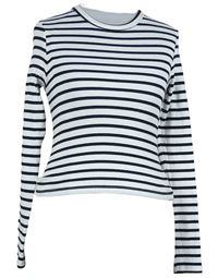 Dámské bílo-černé pruhované žebrované triko Bershka