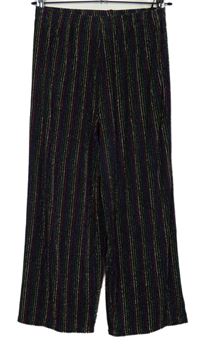 Dámské černé třpytivé proužkované culottes kalhoty zn. Primark 