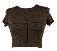 Dámské hnědé melírované žebrované crop tričko H&M