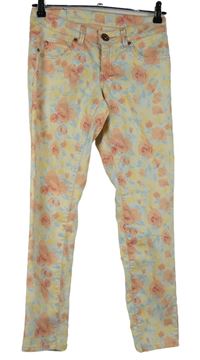 Dámské barevné květované skinny kalhoty 