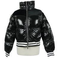 Dámská černá lesklá šusťáková crop bunda s nápisem Couture 