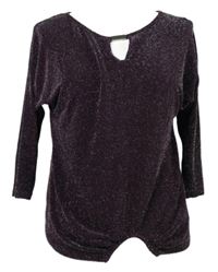 Nové - Dámské vínové třpytivé triko Wallis 