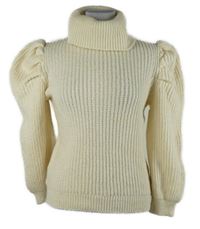 Dámský smetanový krátký svetr s nabíranými rukávy a rolákem New Look