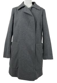 Dámský šedý vlněný kabát Benetton
