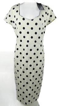 Nové - Dámské bílo-černé puntíkované pouzdrové šaty Sosandar 