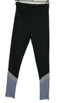 Dámské černo-lila-šedé sportovní legíny George 