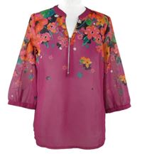 Dámská tmavorůžová květovaná šifonová halenka Kaleidoscope 