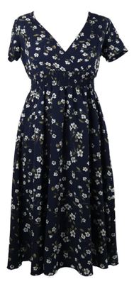 Dámské tmavomodré květované midi šaty Shein 