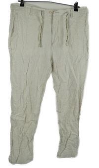 Dámské béžové lněné kalhoty Zara 